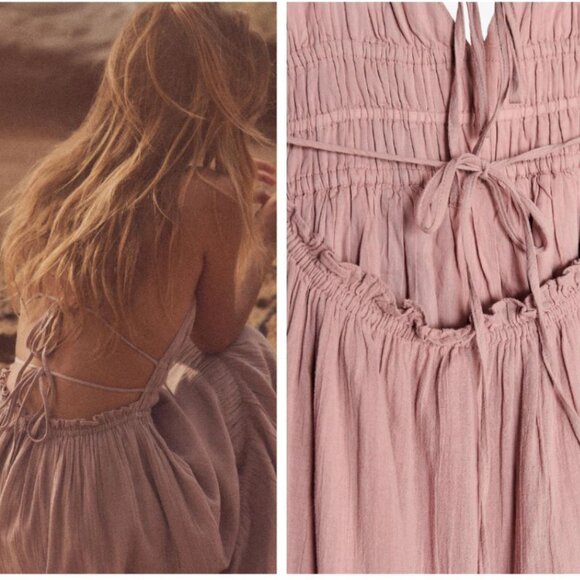 Zara GAUZE MIDI DRESS Pastel pink 0881/320 M L NWT - Picture 8 of 12